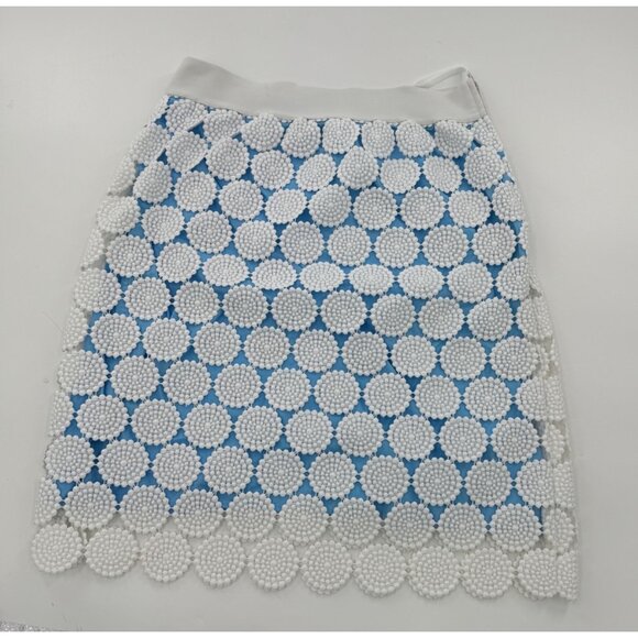 A-Tout-Age Dresses & Skirts - A-Tout- Age Size 8 Mollie Doily White & Blue Crochet Lace Skirt With side Zipper